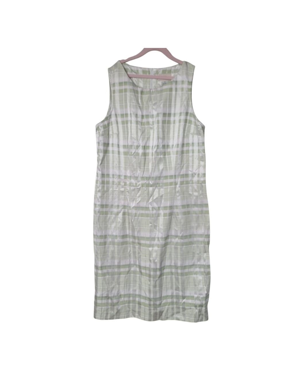 Jaclyn Smith Plaid White Green Dress 14